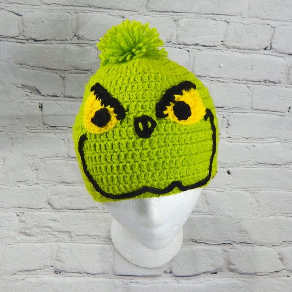 The Grinch Crocheted Handmade Beanie Size L - Picture 1 of 6